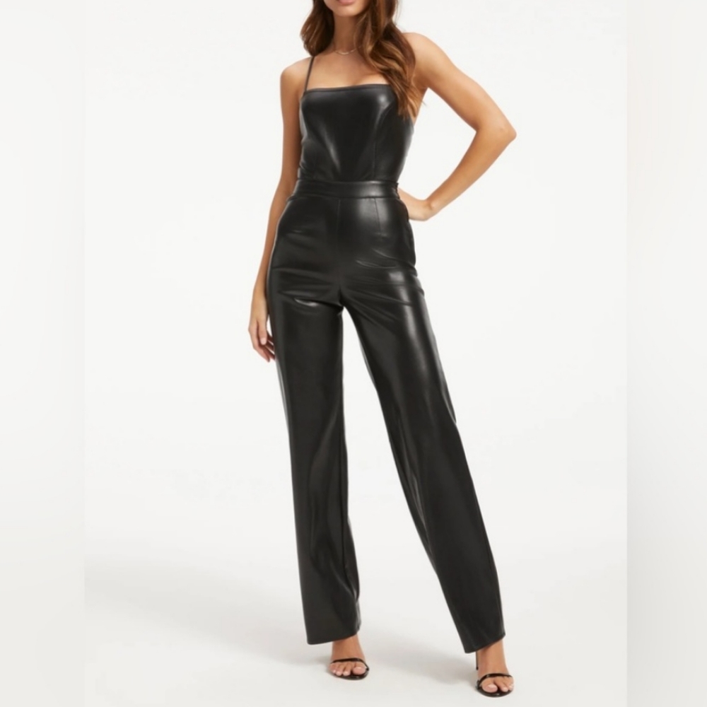 NWT Good American Vacay Faux Leather Jumpsuit